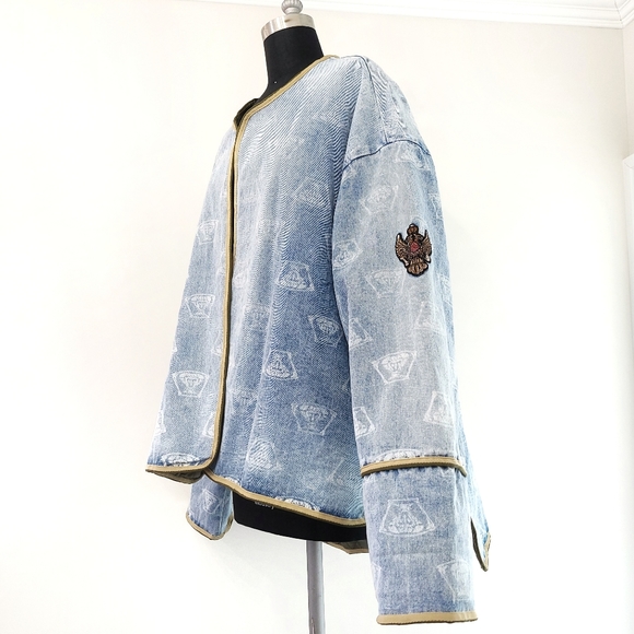 One Teaspoon Patchwork Stuffed Medusa Oversized Denim Jacket - Picture 5 of 16